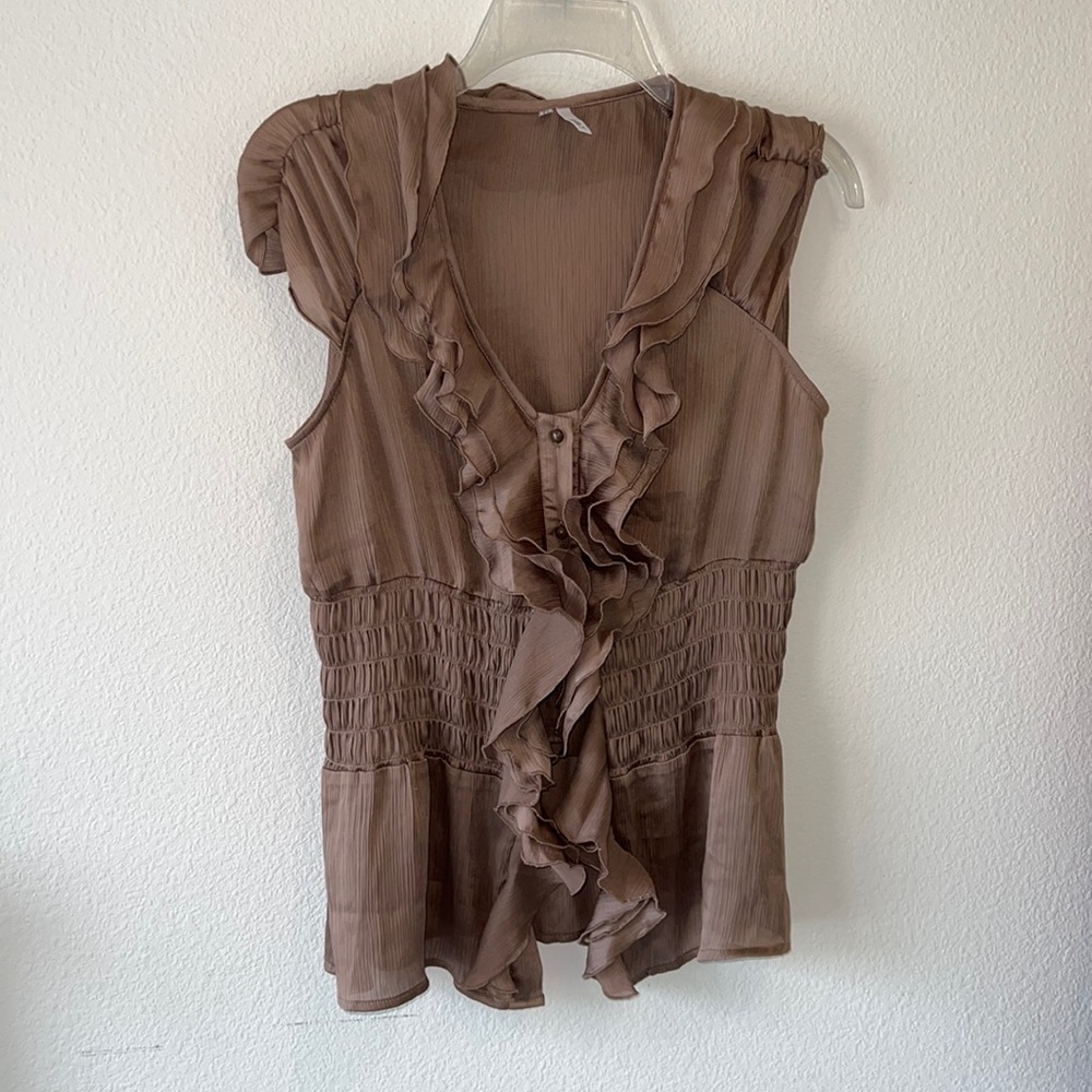 Studio Y size large button up ruffle top #1